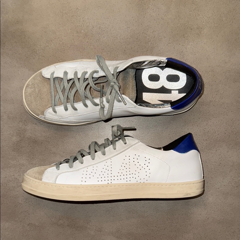 😎 P448 White and Blue Sneakers